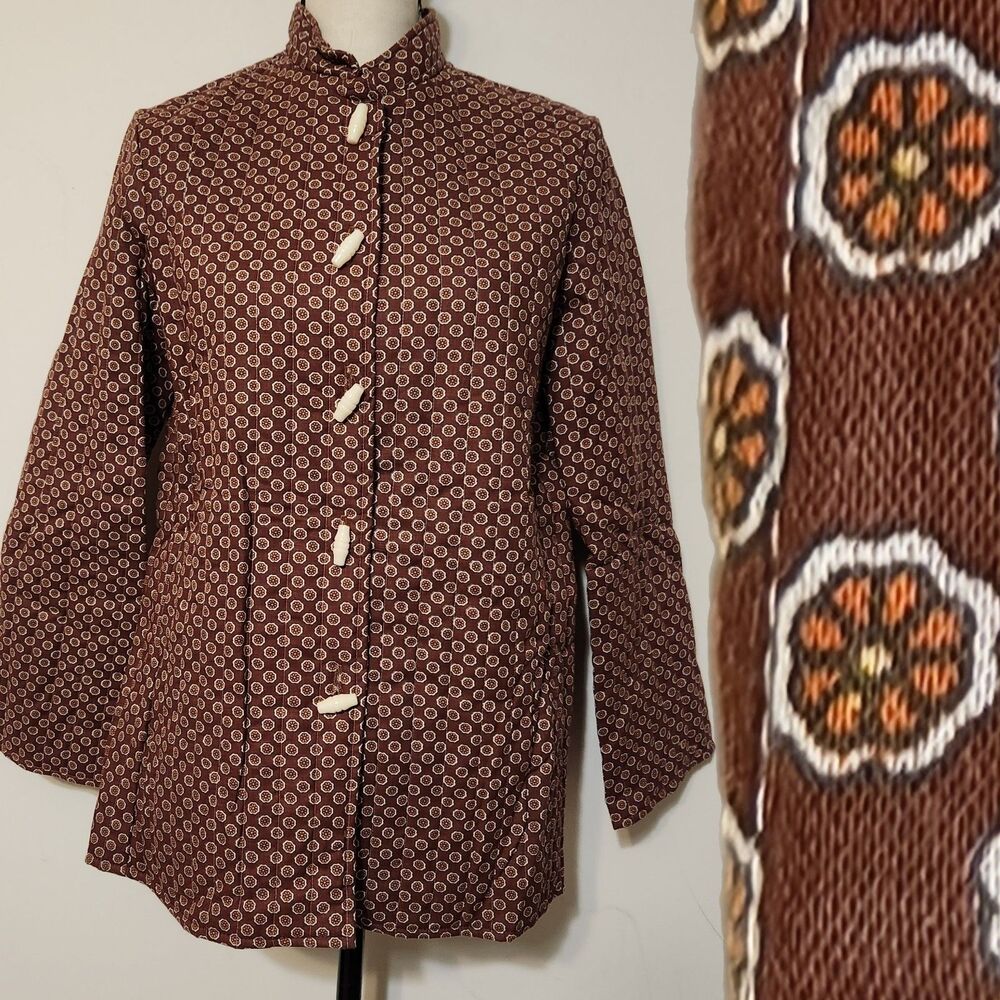 Vintage Mr B Of California Quilted Micro Floral Flower Power Jacket Groovy retro